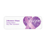 purple ribbon hope ~ mailing label