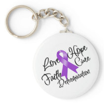 Purple Ribbon Love Hope Determination Keychains