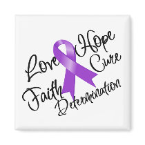 Purple Ribbon Love Hope Determination Refrigerator Magnet