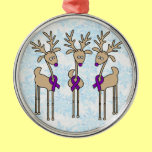 Purple Ribbon Reindeer (Alzheimer's) Christmas Tree Ornament
