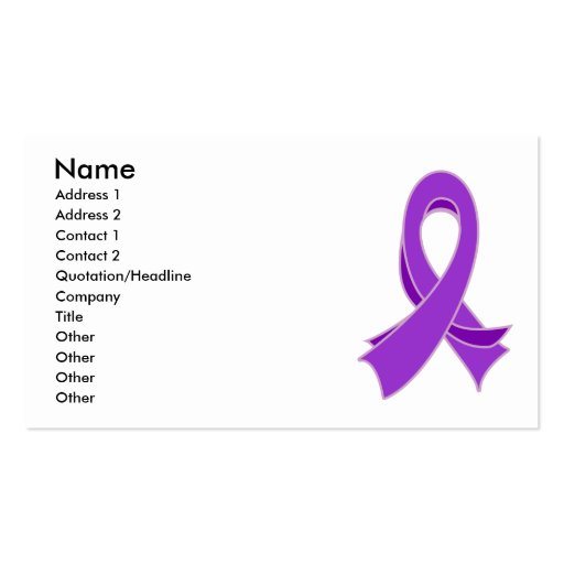 Purple Ribbon Stylish Awareness Business Card (front side)