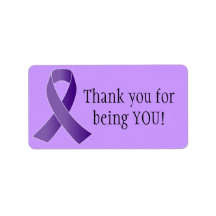Purple Ribbon THANK YOU labels