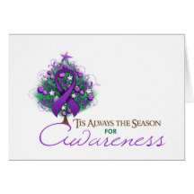 Purple Ribbon Xmas Awareness Season Card