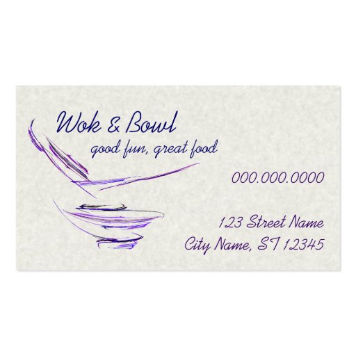 Purple Rice Bowl Standard Card Business Card Templates (front side)