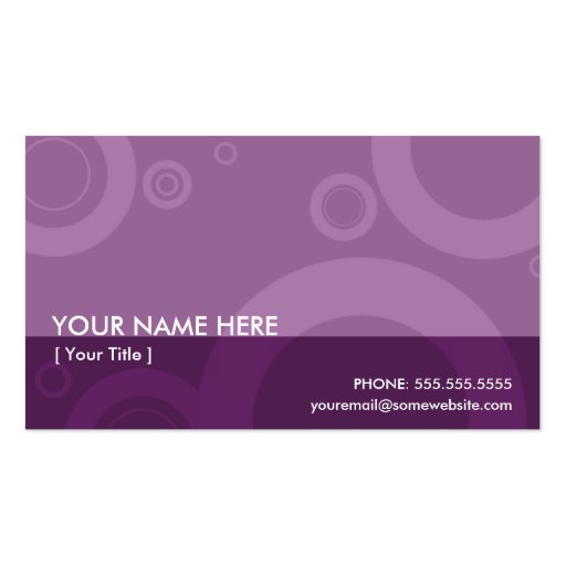 purple rings business card template (front side)