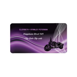 Purple road biker wedding address label label