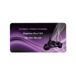 Purple road biker wedding address label labels