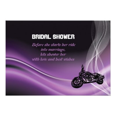 Purple road biker wedding bridal shower invitation