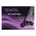 Purple road biker wedding invitation invitations