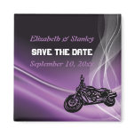 Purple road biker wedding Save the Date magnet magnets