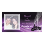 Purple road biker wedding Save the Date photo card photo cards