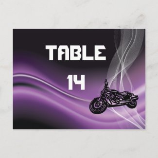 Purple road biker wedding table number postcard postcard