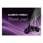Purple road biker wedding Thank You note card cards