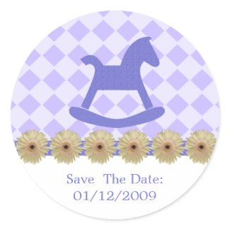 Purple Rocking  Horse Stickers Save The Date sticker