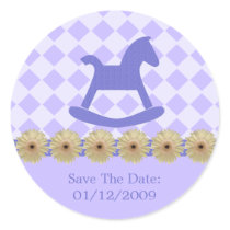 Purple Rocking Horse Stickers Save The Date