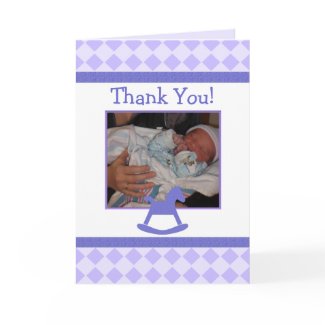 Purple Rocking Horse Thank You Card card