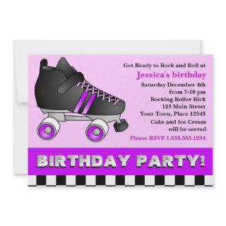 Purple Roller Skate Birthday Party Announcement