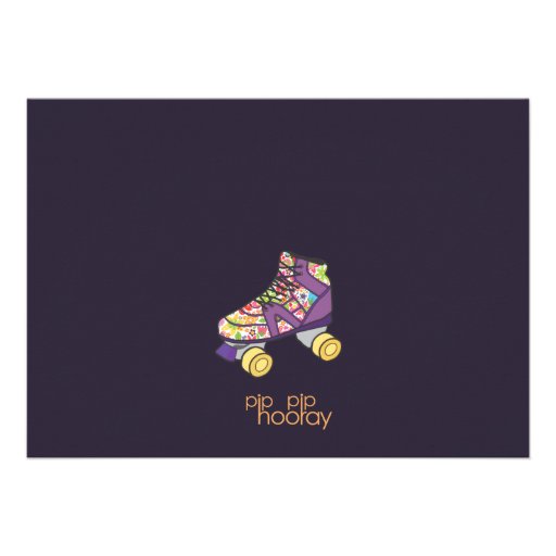 Purple Roller Skate Roller Skating Birthday Party Personalized Invitations