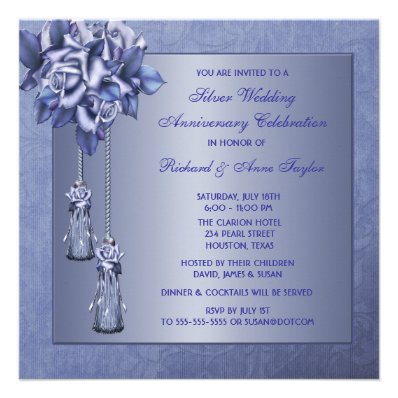 Purple Rose 25th Wedding Anniversary Party Invite