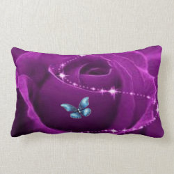purple rose and blue butterfly throw pillows
