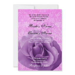 Purple Rose and Pink Damask Wedding invitation