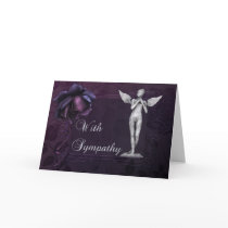 Purple Rose and Stone Angel Sympathy Greeting Card