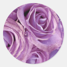 Purple Rose Bouquet - Wedding Envelope Seal Round Stickers