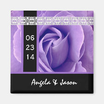 PURPLE Rose -Bride and Groom Wedding Save the Date Refrigerator Magnets