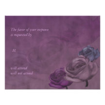Purple Rose Distressed Response Card Custom Invitation