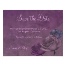 Purple Rose Distressed Save the Date Card Personalized Invitations