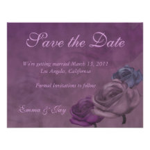 Purple Rose Distressed Save the Date Card Invite