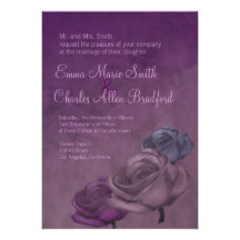 Purple Rose Distressed Wedding Invitation