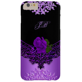 Purple Rose Floral Lace Black Barely There iPhone 6 Plus Case