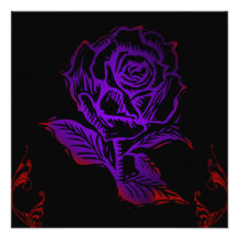 Purple Rose Gothic Birthday Invitation