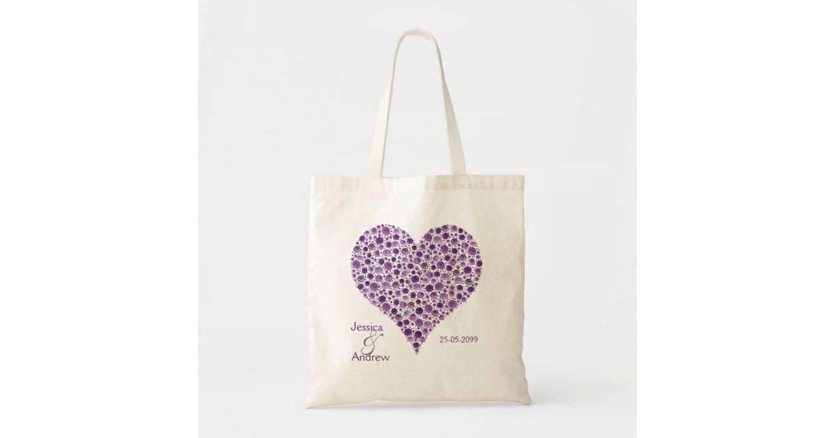 Purple Rose Heart Wedding Favor Gift Bag Zazzle