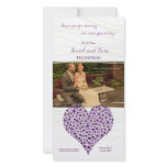 Purple Rose Heart Wedding Thank You Photo Card