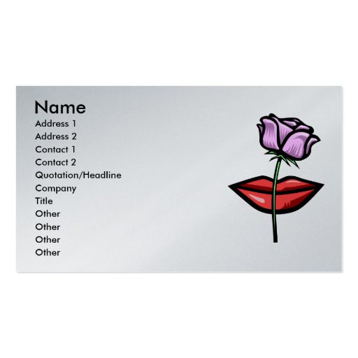 Purple rose & lips business card template (front side)