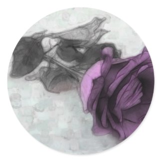 Purple Rose Round Stickers