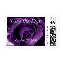 Purple Rose Save the Date Postage Stamp