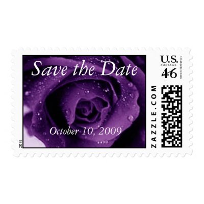 Purple Rose Save the Date Postage Stamp