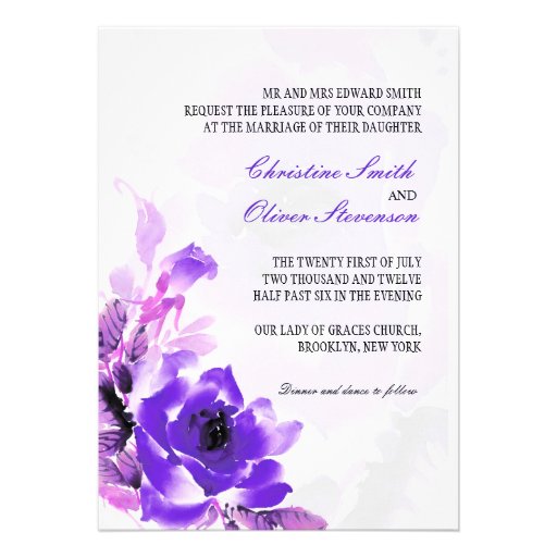 Purple Rose Wedding Invitation
