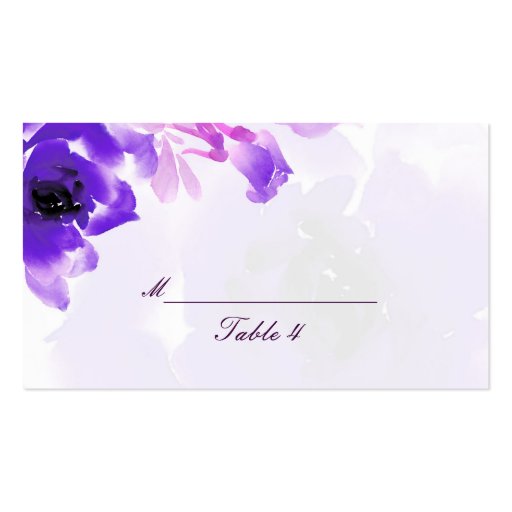 Purple Rose Wedding Place Cards Business Card (back side)