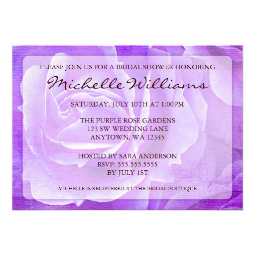 Purple Roses Bridal Shower Invitations