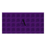 Purple roses monogram custom photo card