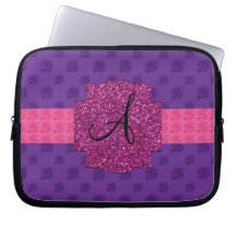 Purple roses monogram laptop sleeve