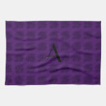 Purple roses monogram towel