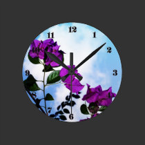 Purple Roses Nature Photo Collection wall clocks