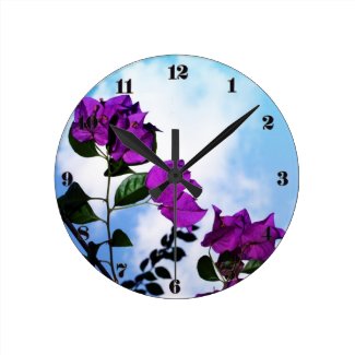 Purple Roses Nature Photo Collection Round Wall Clock