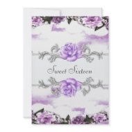 Purple Roses Purple Pretty Sweet Sixteen Party invitation