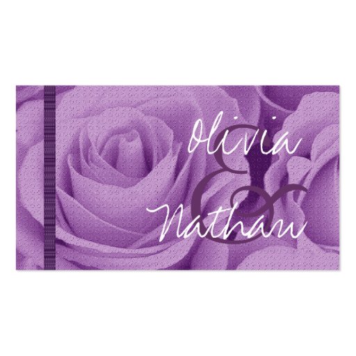 PURPLE Roses Thank You Wedding Card Business Card Template (back side)